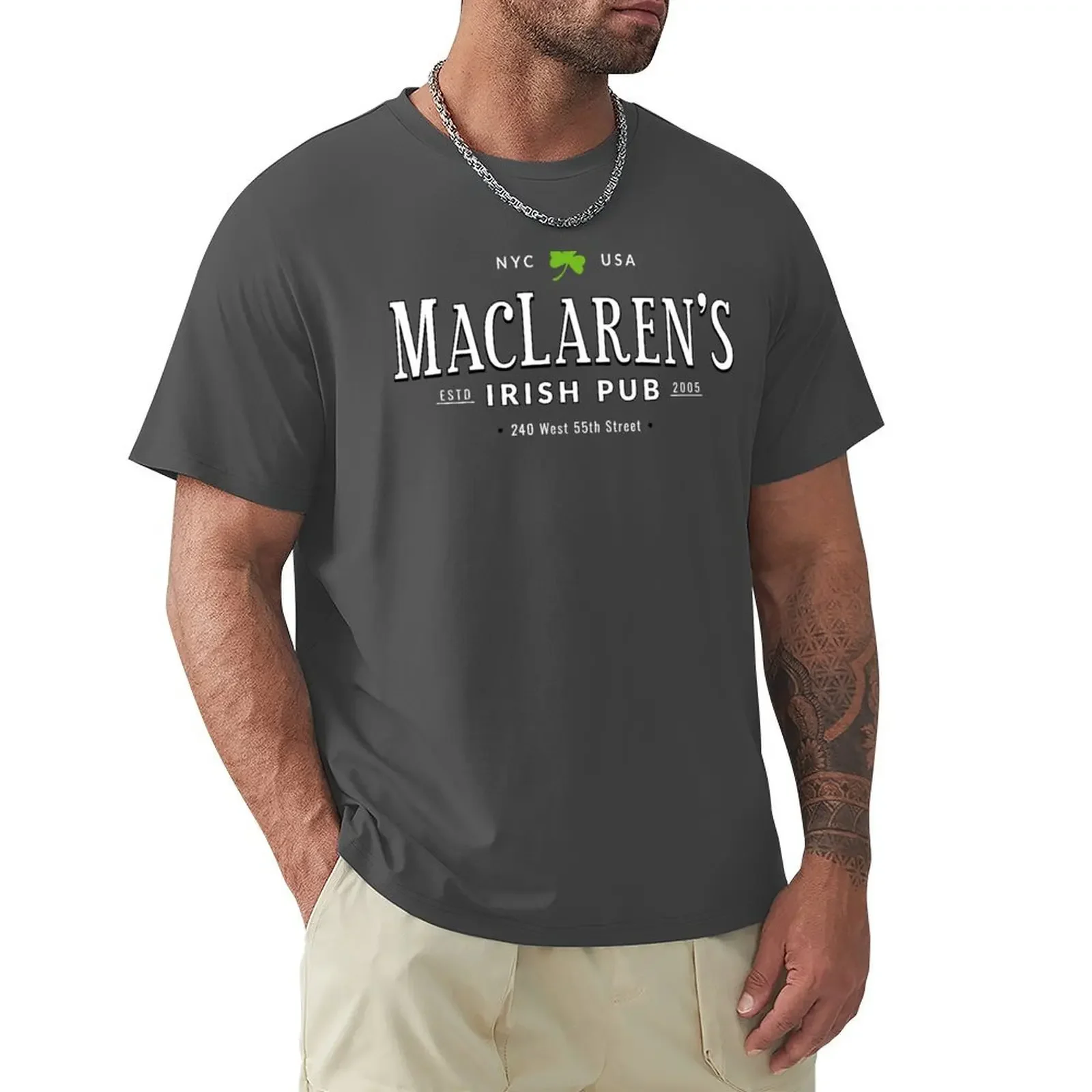 tops blanks summer top mens t shirts pack MacLarens Irish Pub T-Shirt  Hot Sale New Arrival Round Neck men clothing 2024