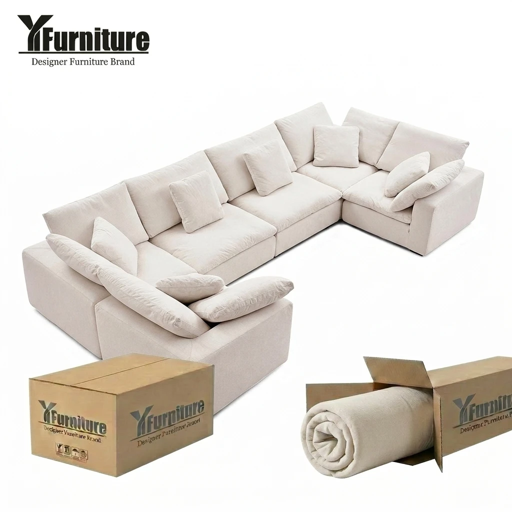 Hot Sale U Shape Vacuum Compressed Eco-Friendly Durable Cloud Sofa Modular Sectional Living Room Apartment Villa Sofa