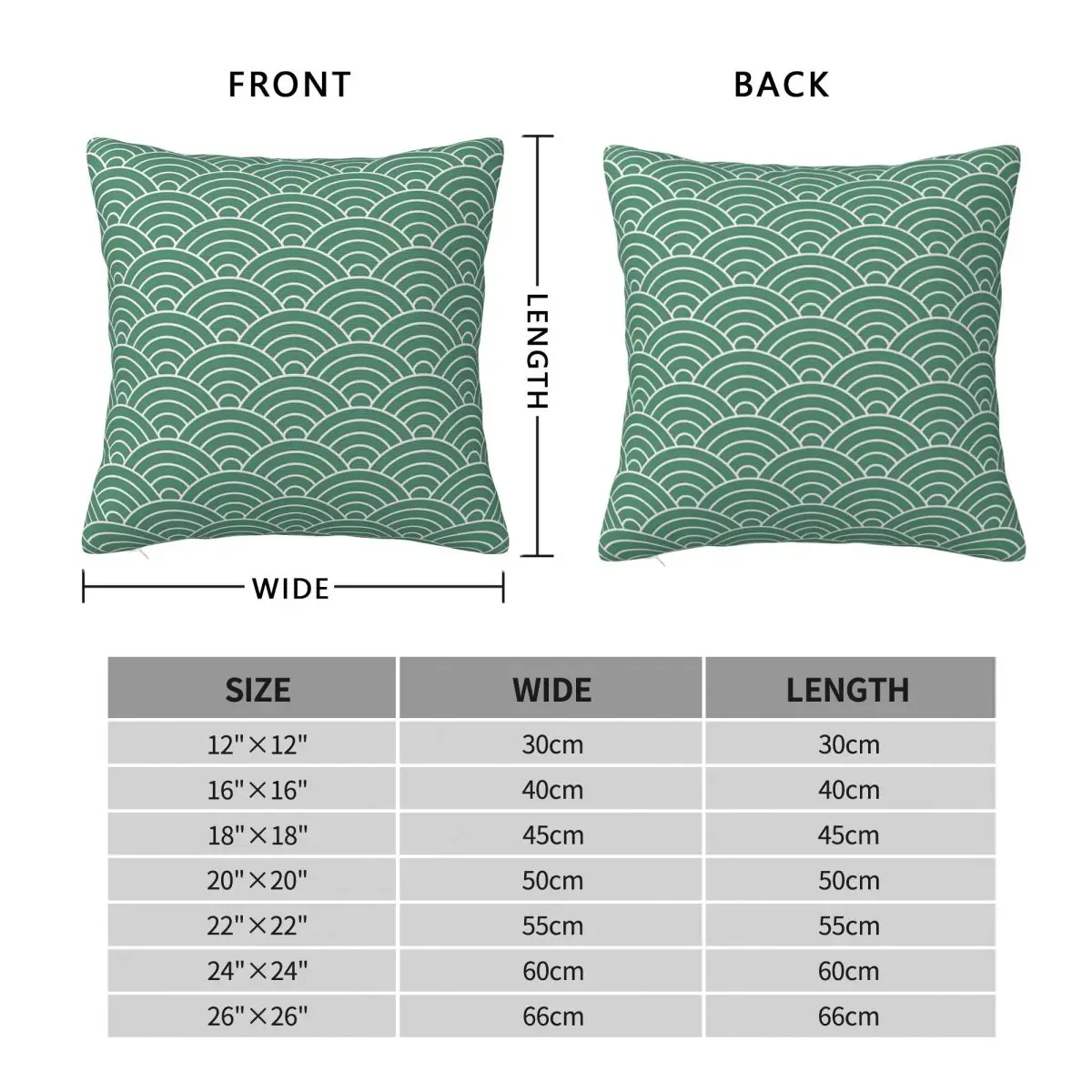 Fan In Green Square Pillowcase Polyester Linen Velvet Pattern Zip Decorative Sofa Cushion Cover 45x45