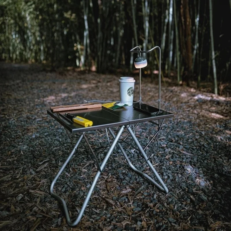 

Outdoor Camping Portable Small Stainless Steel Table Folding Table Burning Side Table Tabletop Rack Desktop Organizer