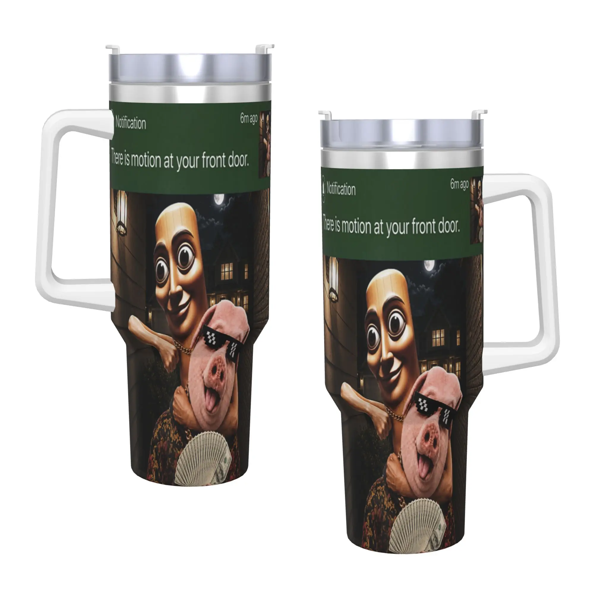 Tumbler There is Motion at Your Front Door Tung Sahur John Pork Coffee Mug Keep Heat Hot Drinks Mugs Cup Travel Water Bottle
