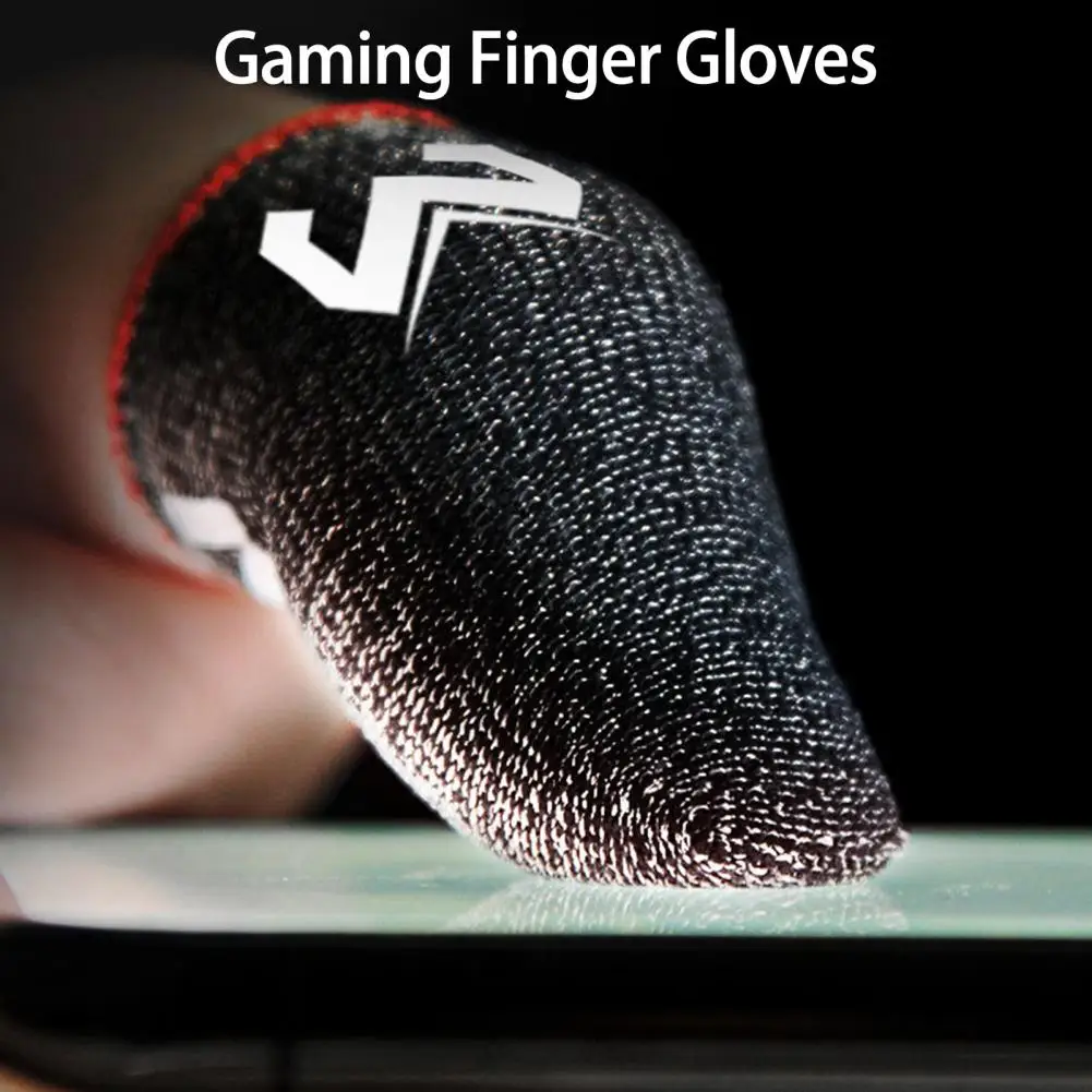 Guantes de fibra de 2 piezas para teléfono móvil, protectores de dedos negros para Gaming, componentes de juego de alta sensibilidad