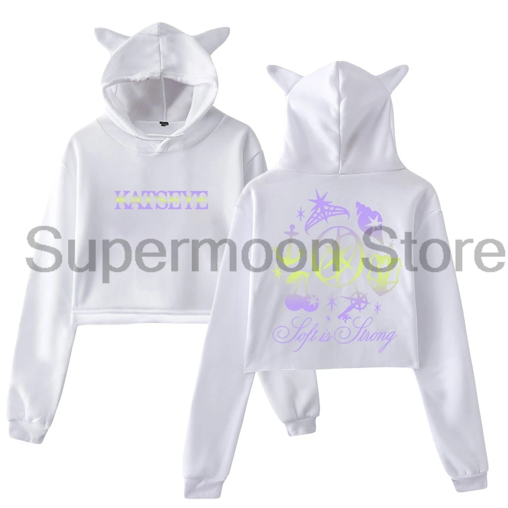 Kpop Katseye Soft is Strong Hoodie 2025 جميل الفوضى جولة آذان القط مقنعين البلوز كم طويل المحاصيل الأعلى الملابس النسائية #2