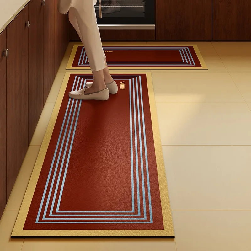 

Kitchen Floor Mats West Coast Color Style Non-slip Oil-proof Carpet Pvc Leather Waterproof Mat Long Strip Home Decoration Rug