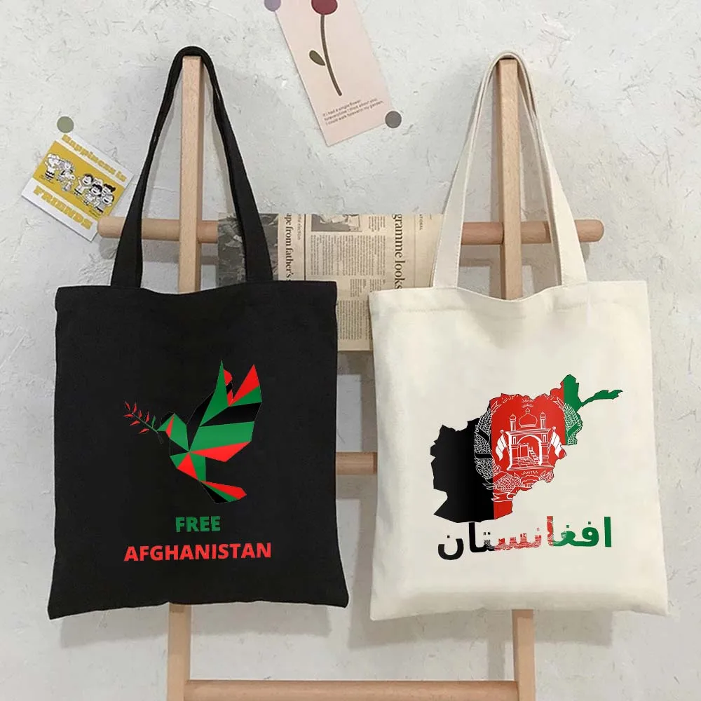 Afghan Flag Heartbeat Country Outline Afghanistan Women Shoulder Shopper Shopping Canvas Tote Bag Harajuku Female Luxury Handbag