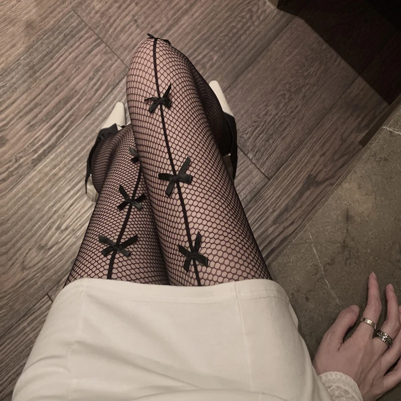 Sexy Hollow out  Knot Tights Women's Spring Autumn Thin Elastic Outerwear Tight Fishnet Stockings Long Pants