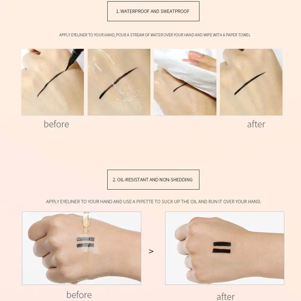 Delineador líquido preto de longa duração, à prova d'água, lápis de secagem rápida, não floresce, delineador natural, caneta líquida, ferramentas cosméticas