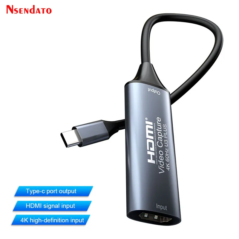 

4K 60 Гц USB C HDMI Аудио Видео Mjpeg Адаптер карты захвата 1080P 60fps Тип C HDMI Game Grabber Recorder Box для прямой трансляции