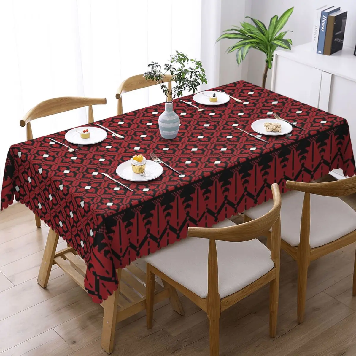 Palestinian Embroidery Tatreez Cross Stitch Art Design Modern Rectangular Tablecloth Table Cover for Dining Events Table Cloth