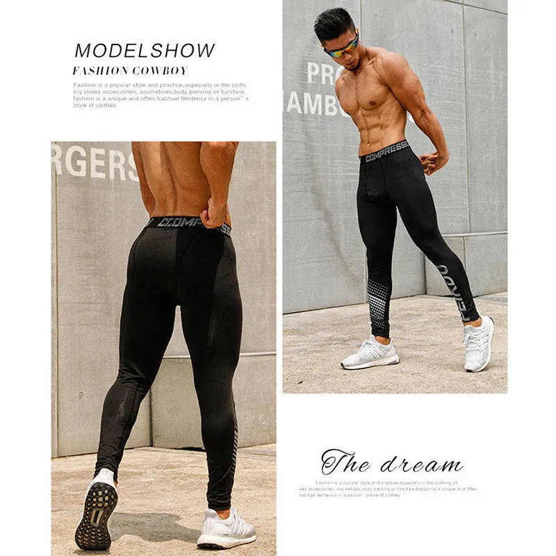 Siłownia sportowa do treningów i ćwiczeń Fitness Jogging piesza piłka nożna dres do koszykówki Legging legginsy do biegania dla mężczyzn chłopiec