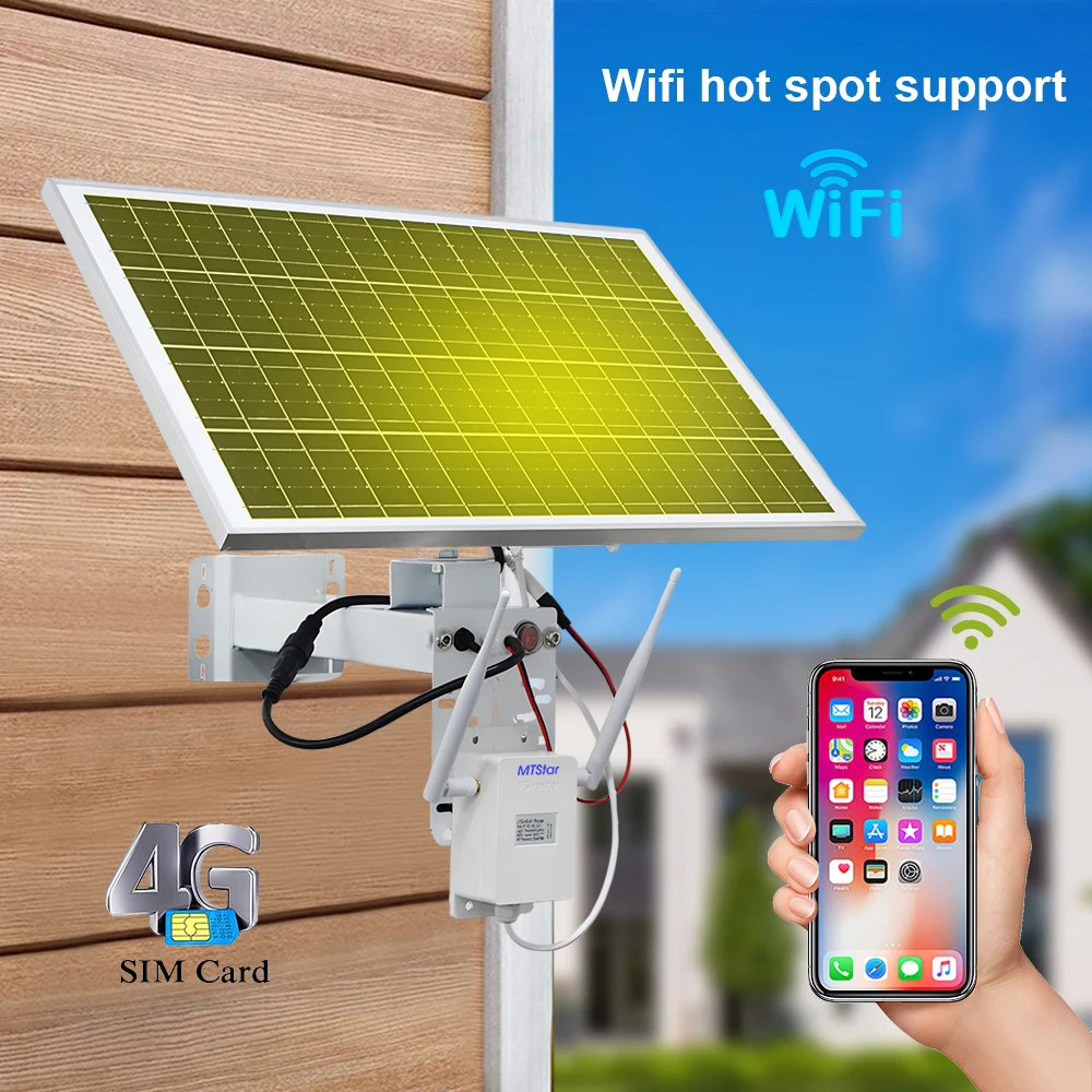 Outdoor 3G/4G SIM card solar router supports WIFI hotspot and LAN port 30W 20AH solar panel battery power generation system