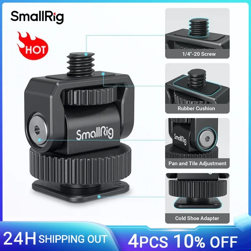 SmallRig – Mini chaussure froide universelle vers adaptateur à vis 1/4 "-20, pour caméra, téléphone, Cage, lumière vidéo LED, charge compacte et Portable-3577