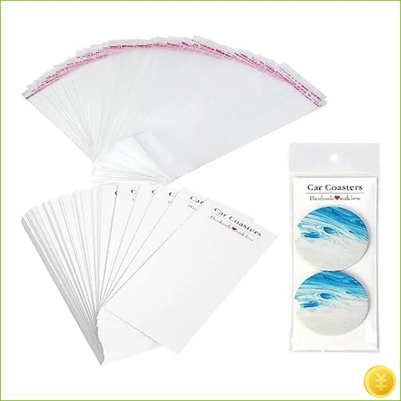 100 Piece Car Coaster Pack White Paper For Packaging Display, Sublimation Car Coaster Card