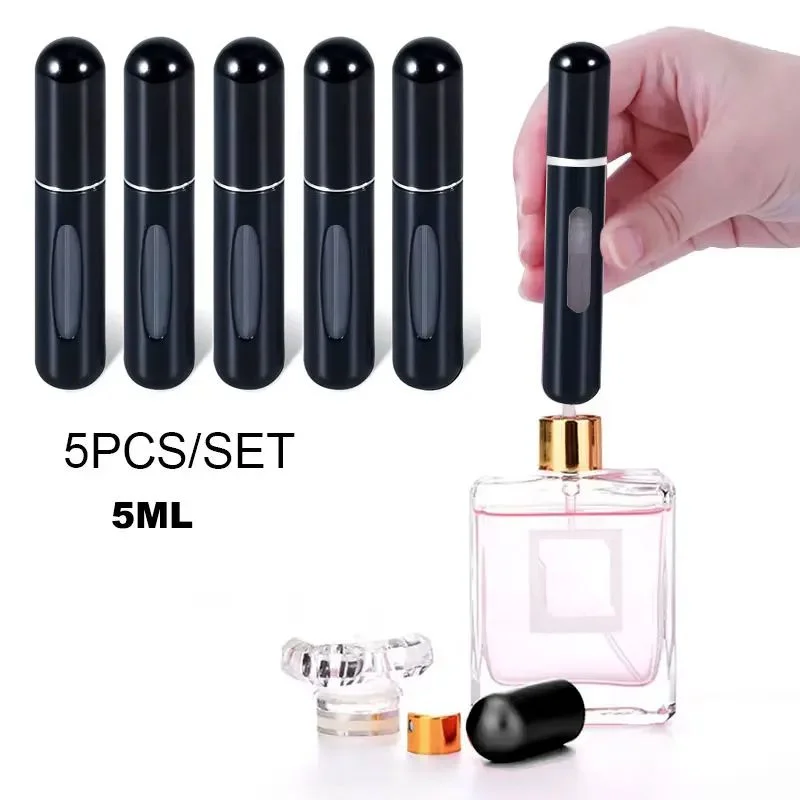 5Pcs 5ml Refillable Perfume Spray Atomizer Aluminum Perfume Spray Scent Pump Perfume Atomizer Refillable Mini Bottle for Travel