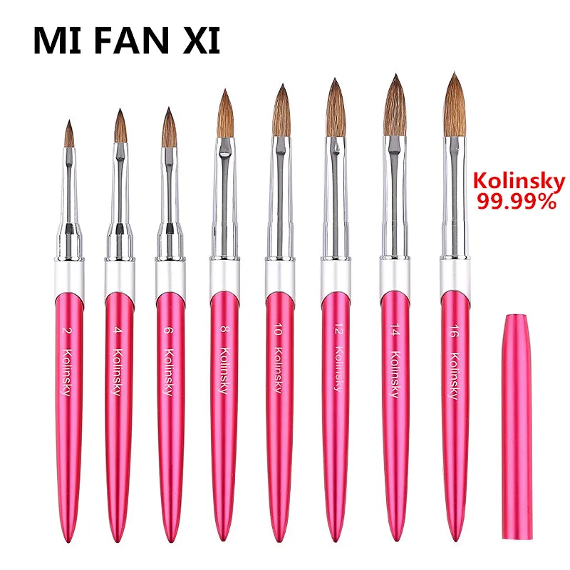 

Pink Metal Kolinsky Sable Nail Acrylic Brush UV Gel Carving Pen Brush Liquid Powder DIY Nail Drawing Nail Art Brush