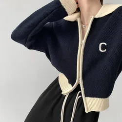 Knitted Women's Sweater Cardigan Vintage Embroidery Loose New Women's Jackets Korean Fashion Zipper Long Sleeves Ladies Sweater