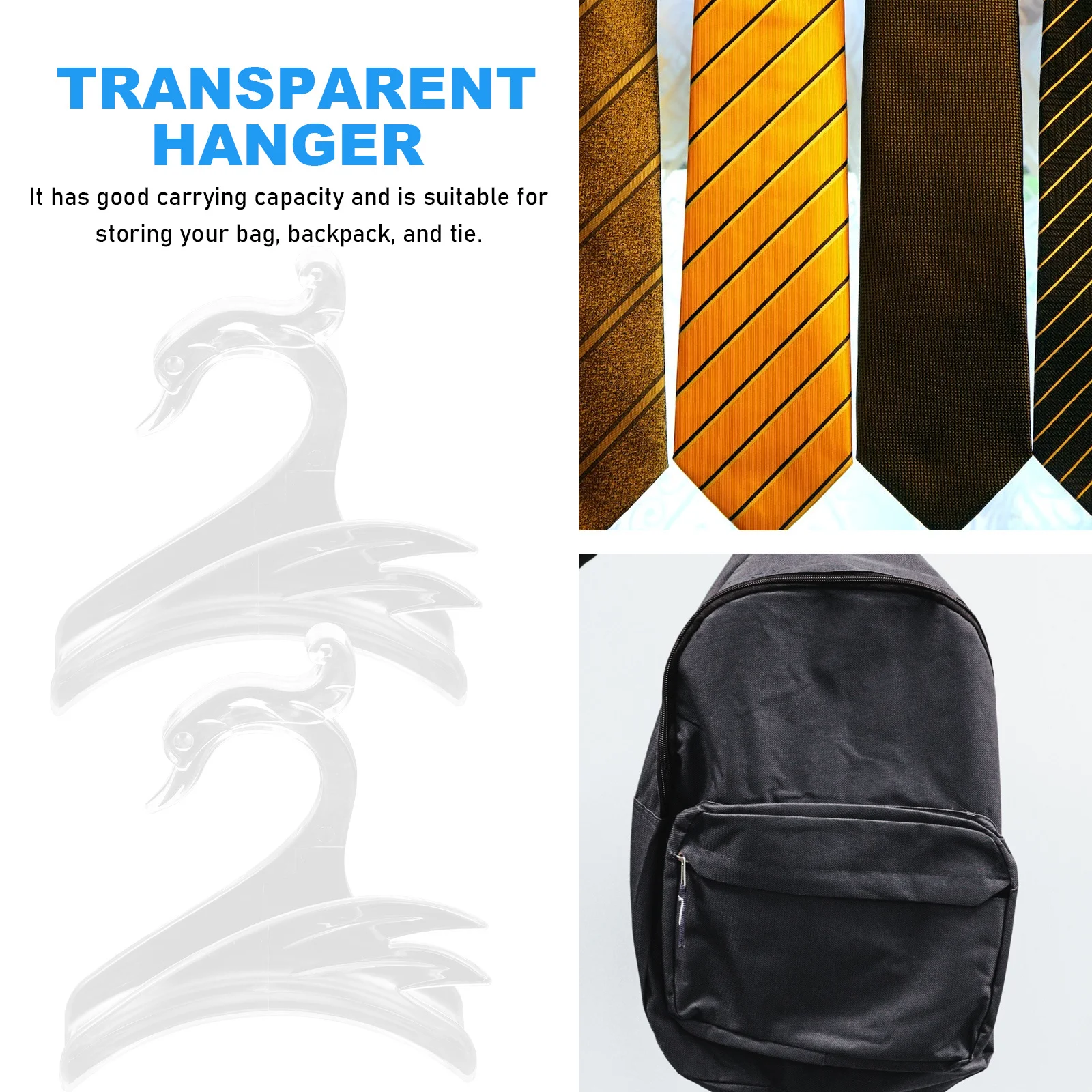 

4pcs Swan Shaped Bag Hanger Transparent Waterproof Purse Rack For Closet Storage Multi-Function Hat Hanger Clear Bag Holder