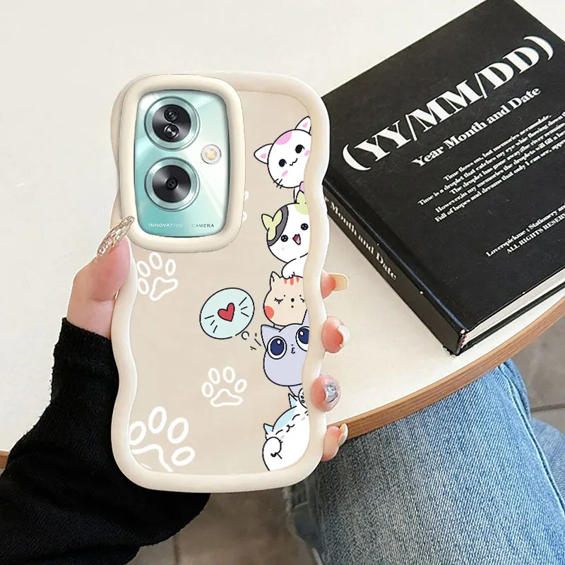 جراب هاتف بتصميم قطة لـ oppo a16k ، a17 ، a38 ، a57 ، a58 ، a60 ، a76 ، a58 ، a78 ، a79 ، a98 ، 4g ، 5g ، غلاف ناعم