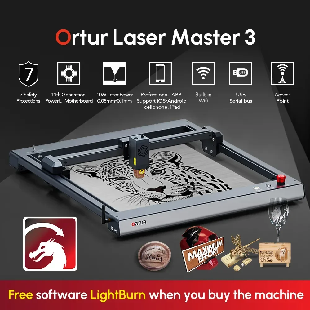 Laser Engraver Cutting Machine OLM3 Cutter Engraving 20000MM/MIN App Offline Wifi Desktop CNC Wood Metal Air Assist Nozzle