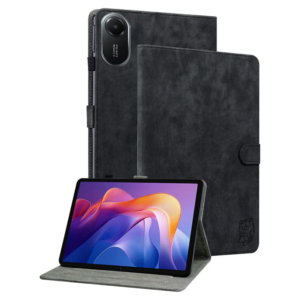 

Чехол для Xiaomi Redmi Pad 2, чехол для планшета Tiger Imprint с защитой от царапин, чехол для планшета из искусственной кожи - черный