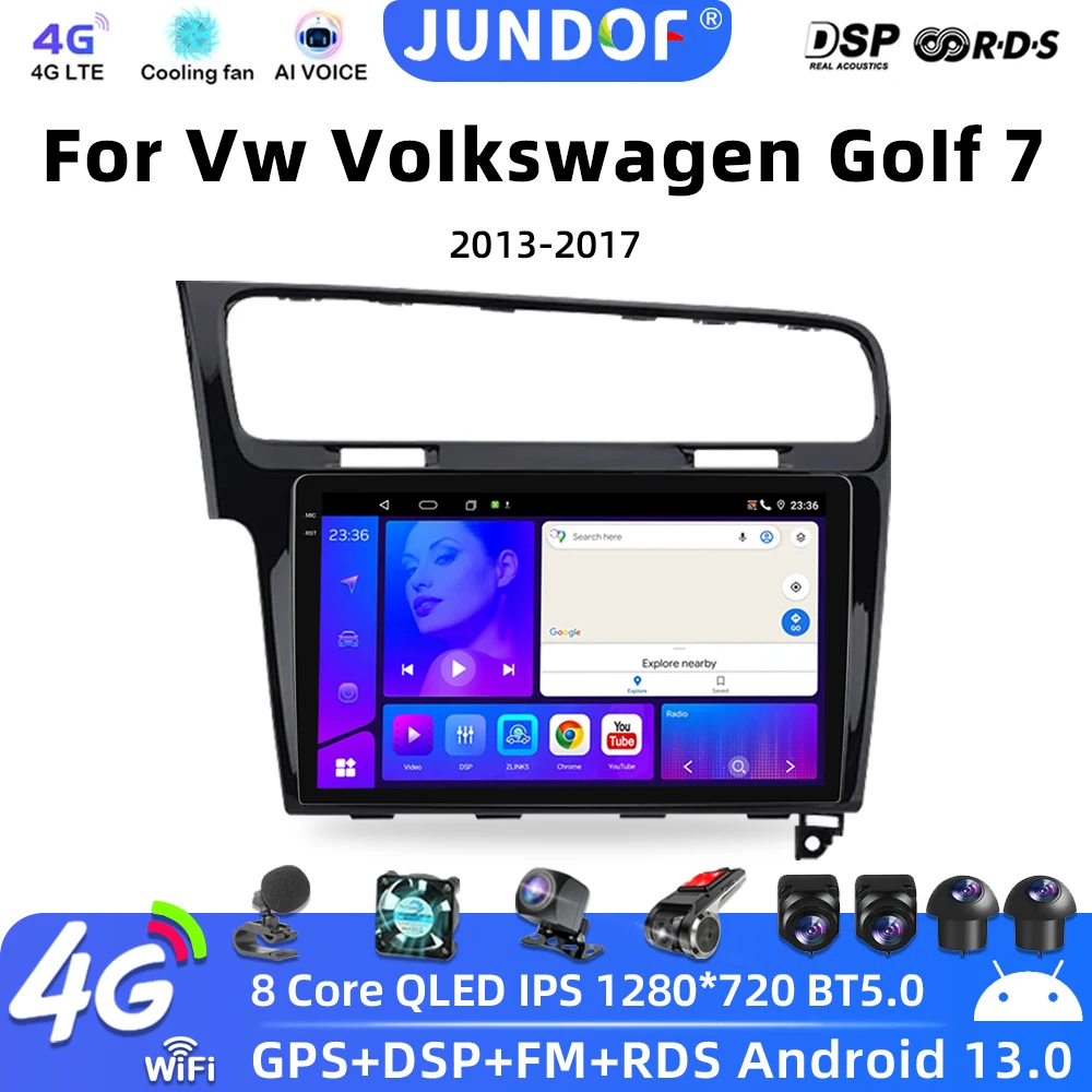 

JUNDOF 2Din Android Car Radio for VW Volkswagen Golf 7 2013-2017 Multimedia Wireless Carplay Auto Head Unit Stereo Navigation