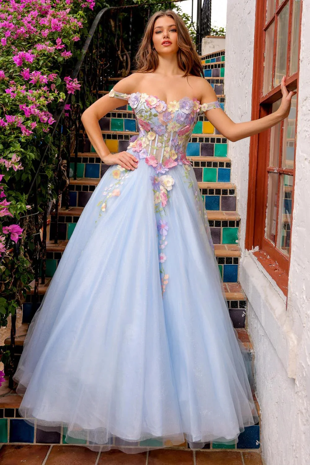 Annie Blue Embroidered Flowers Prom Dresses Tulle Bride Evening Dresses Wedding Formal Occasions Dresses Vestidos De Noche2024