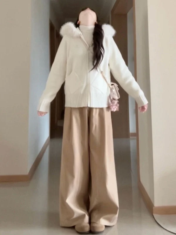 

Уникальный супермилый свитер с капюшоном Laid-ba Sle, маленький размер, омолаживающий эффект, красивый, уникальный, свободный крой, зимняя мода, женская вязаная кофта