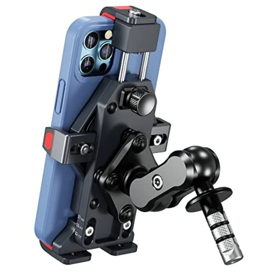 

Metal Anti-Theft Motorcycle Fork Stem Phone Mount Holder with Vibration Dampener and Secure Lock Aluminum Alloy Adjustable Size