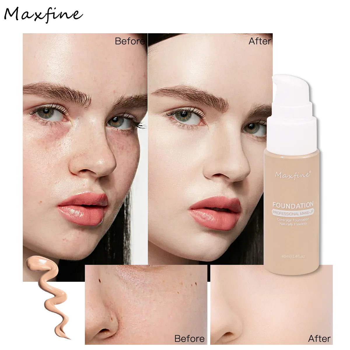 Liquid Face Foundation Cream Oil-Control BB Cream Matte Base Brightening Concealer Lasting Full Coverage Women Makeup Cosmetics