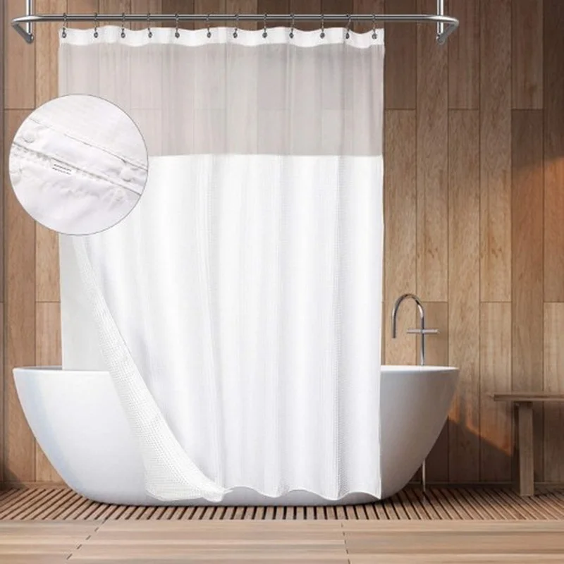 Minghe Fabric Shower Curtain with Removable Liner,Heavy Duty Cloth Shower Curtain Waterproof Bathroom Shower Curtain