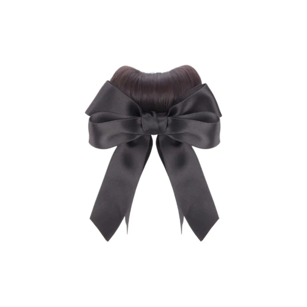 

New Synthetic Hair Bun Claw Clip Ribbon Bowknot Bun Head Wig Fluffy Natural Wig Hair Clip Hair Accessories