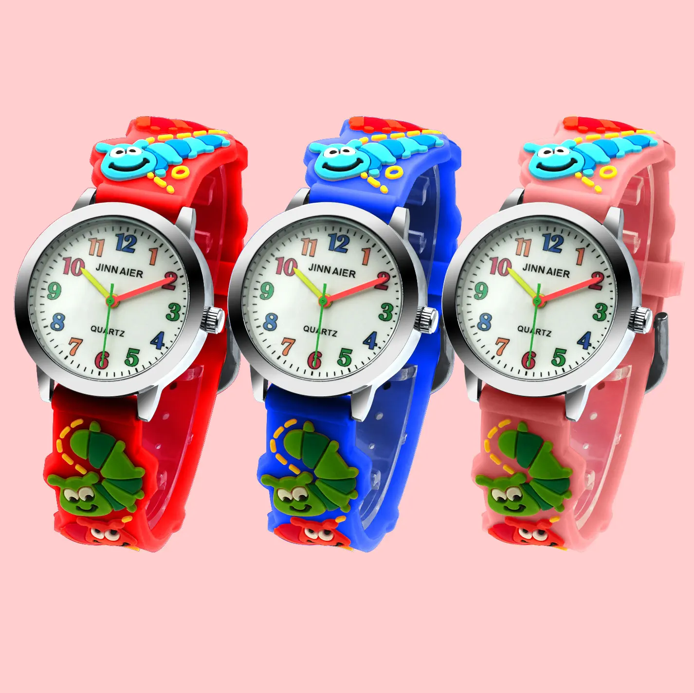 Creative New Kids Watch Cute Cartoon Insect Silicone Quartz Waterproof Watch Free Strap for Boys and Girls Relogio Infantil