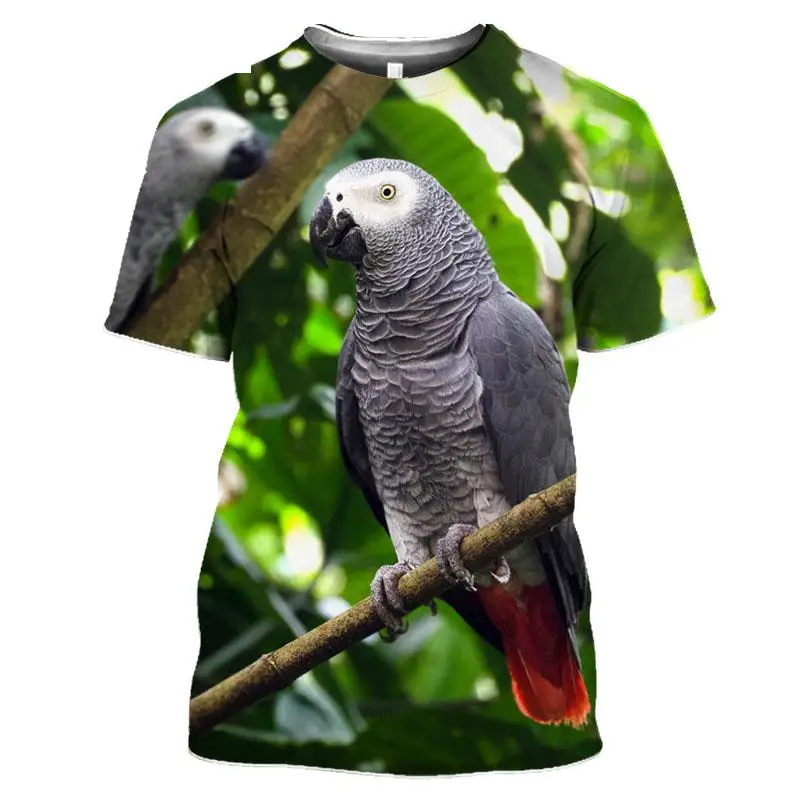 Fashion Fun Birds Parrot graphic t shirts Men Summer Casual Personality Animal Pattern Printed Short Sleeve streetwear Tees Tops