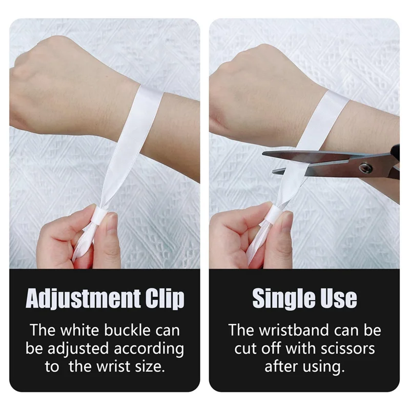 ABSQ-100 ชิ้นผ้าสายรัดข้อมือกิจกรรมสายรัดข้อมือสีสายรัดข้อมือกิจกรรมสําหรับกิจกรรมสําหรับคอนเสิร์ตน้ําหนักเบาสายรัดข้อมือ (สีขาว
