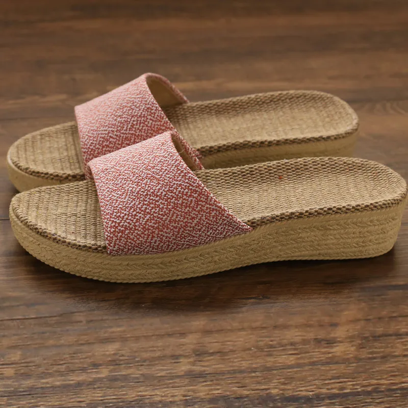 Linen Slippers Female Summer Home Knitting Fashion Breathable Light Lovers Cotton and Hemp Slippers Man Slippers Women