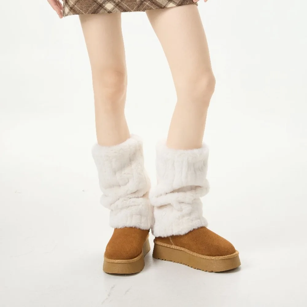 

Модные женские длинные чулки из искусственного кроличьего меха, утолщенные теплые зимние носки с ворсом, защита ног, носки в японском стиле