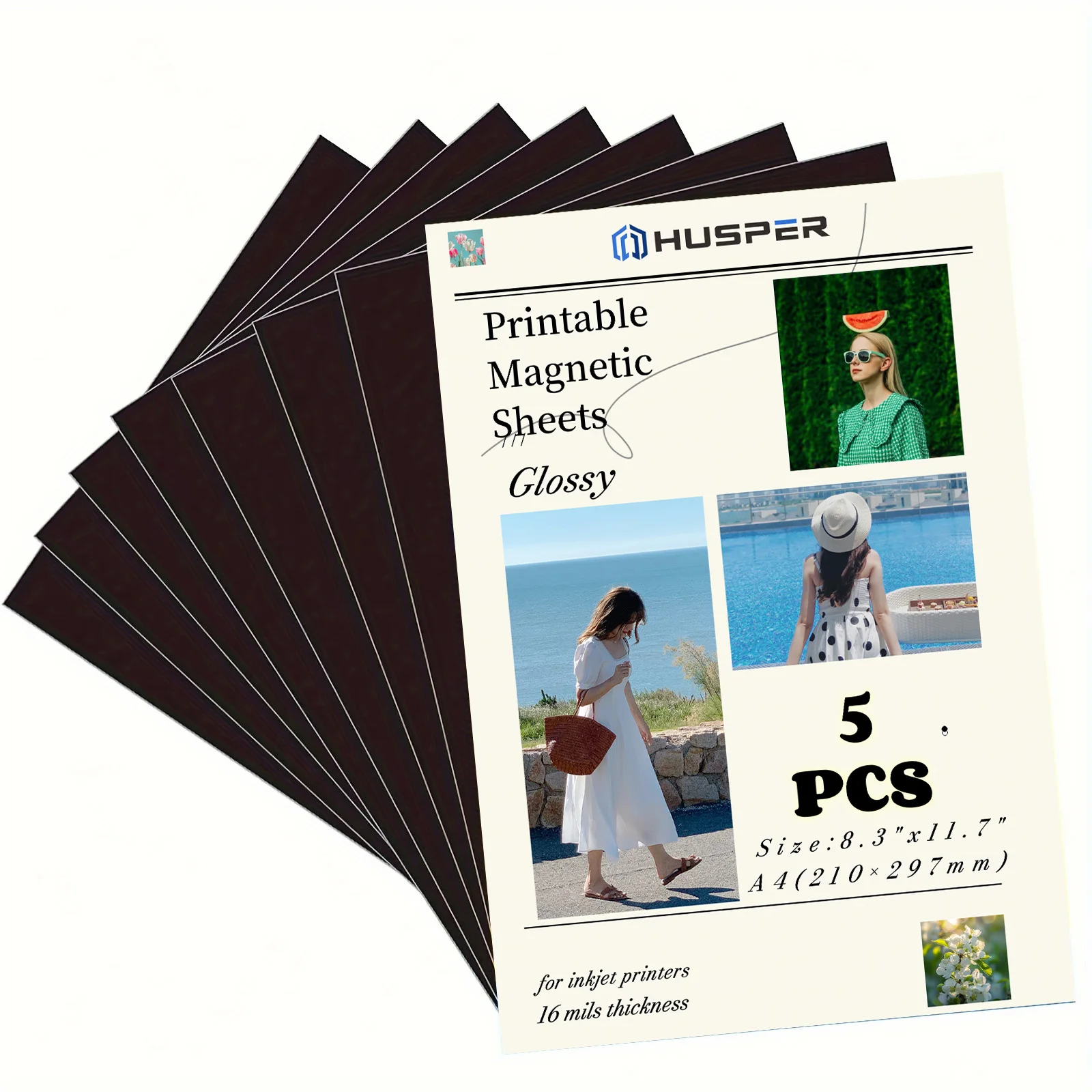 

HUSPER A4, размер 5, магнитные листы для печати, гибкая магнитная глянцевая фотобумага для струйной печати