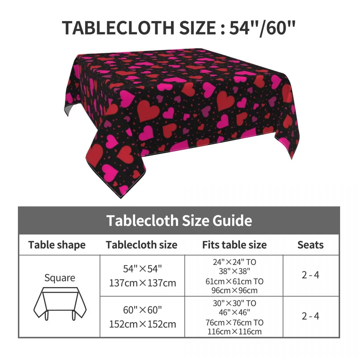 Tablecloth Heart Confetti Table Cloth Pink Valentines Day Modern Tablecloths Table Cover Wedding Birthday Party Table Decoration