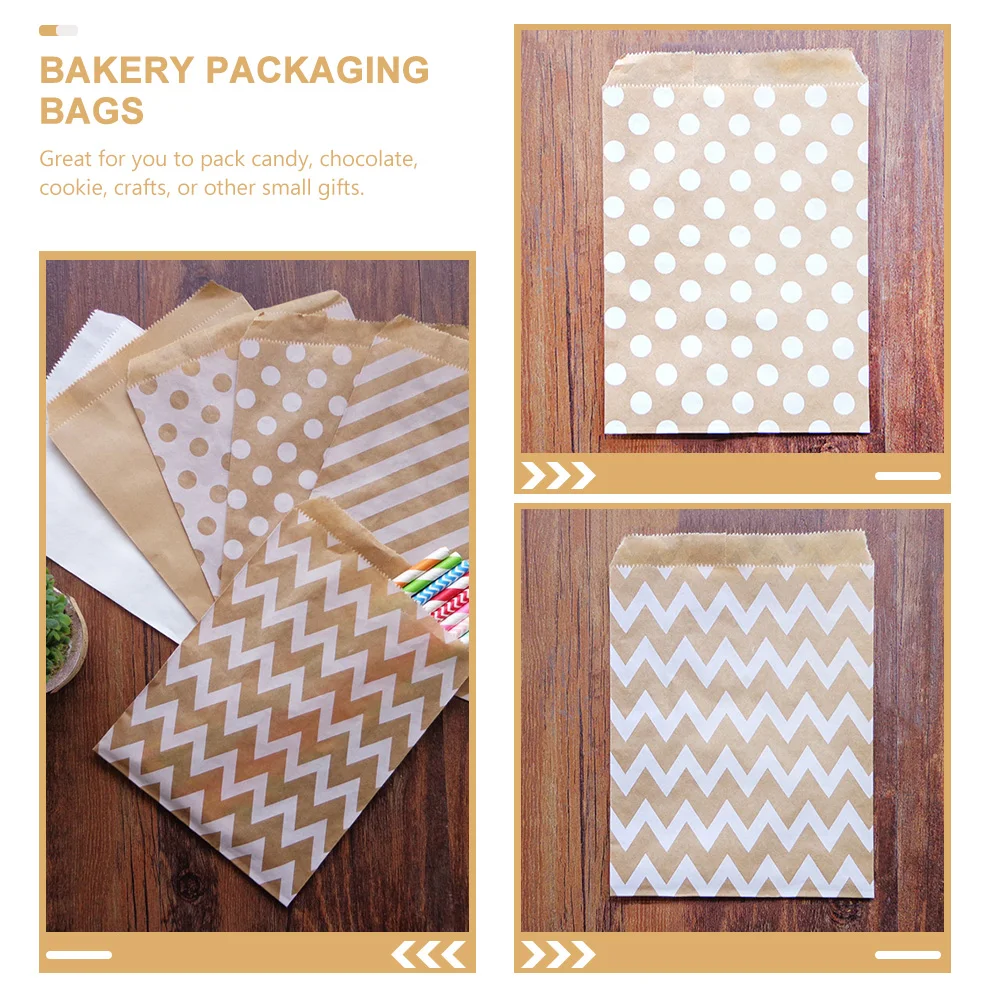 

100pcs Baking Bags Kraft Paper Snack Birthday Cookies Party Dessert Candy Bags Bakery Packaging Lightweight Gift Box