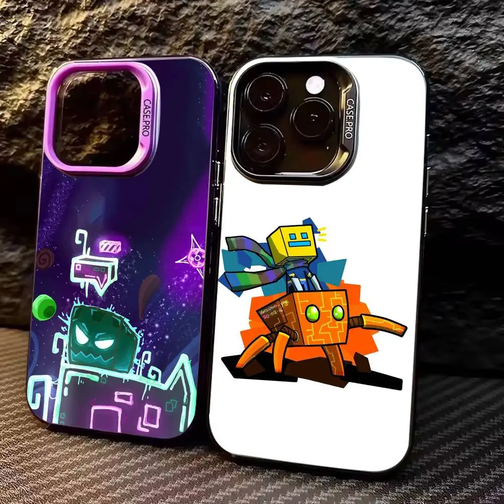 

cool G-Geometry D-Dash Game Phone Case For iPhone17,16,15,14,13,12,11 Plus,Pro Max Colored Silver Plated Inside Cover