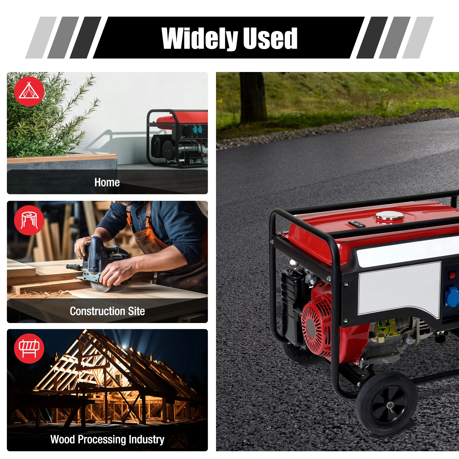 Fuel Tank 15L Iron Red Rectangular Modern Paint Baking For Honda Single-cylinder Generator