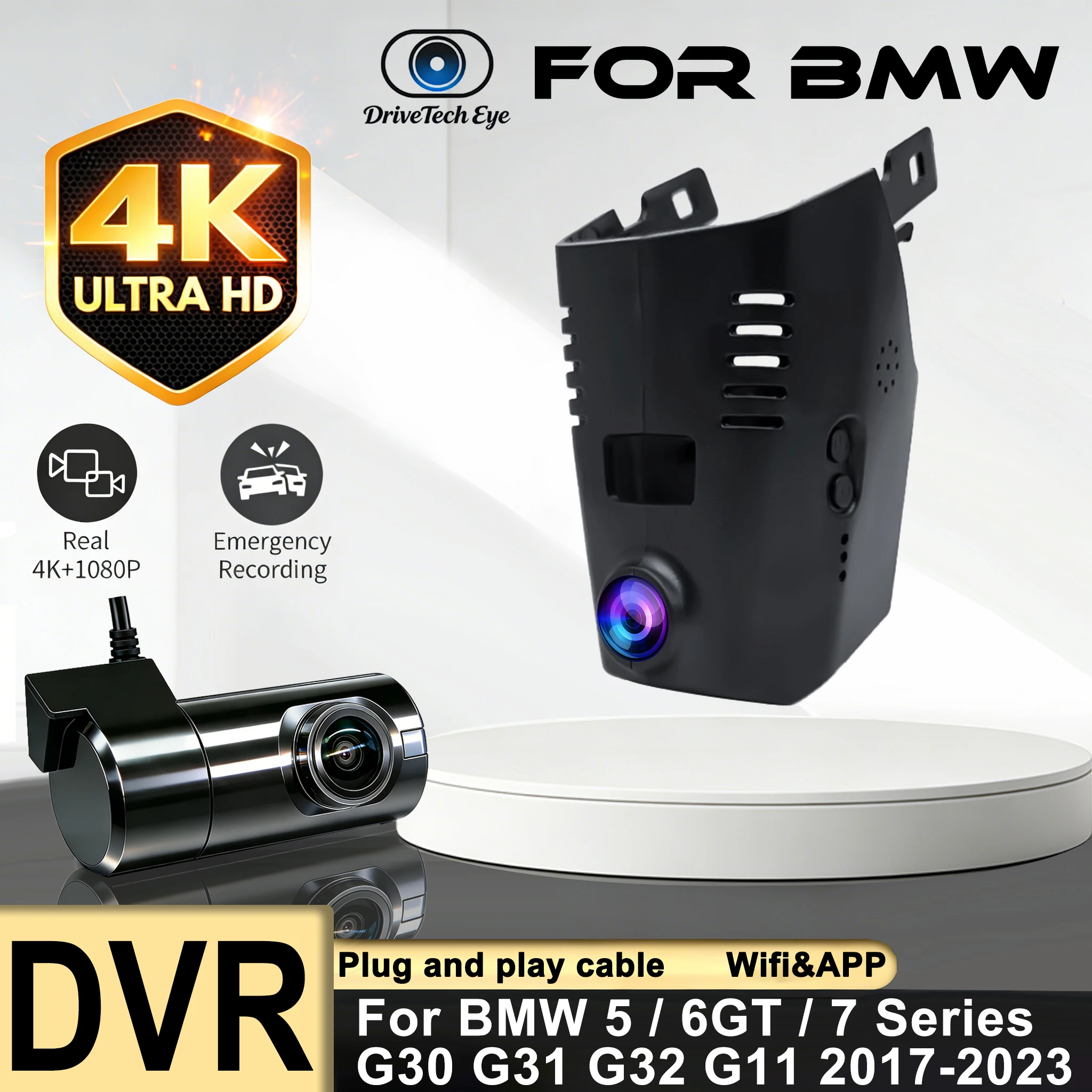 

4K HD 2160P Plug and Play Car DVR Video Recorder Dash Cam Camera For BMW 5 Series 6 Series Gran Turismo 7 Series G30 G31 G11