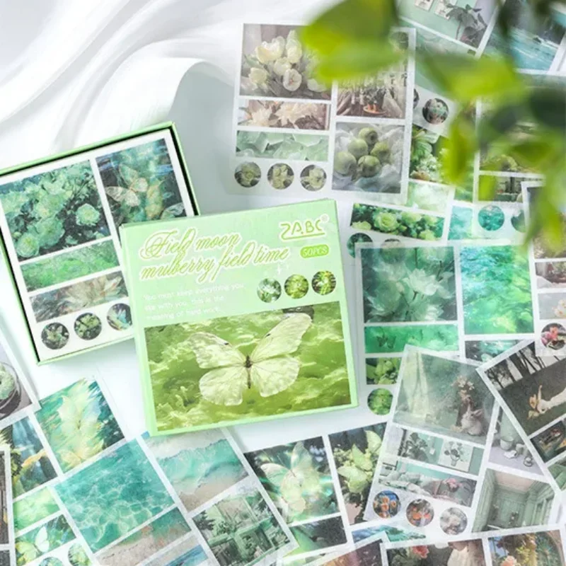 

50Pcs INS Beautiful Scenery Same Color Scheme Sticker Scrapbook Journal DIY Decor Stickers Girl Mobile Phone Case Luggage Decals