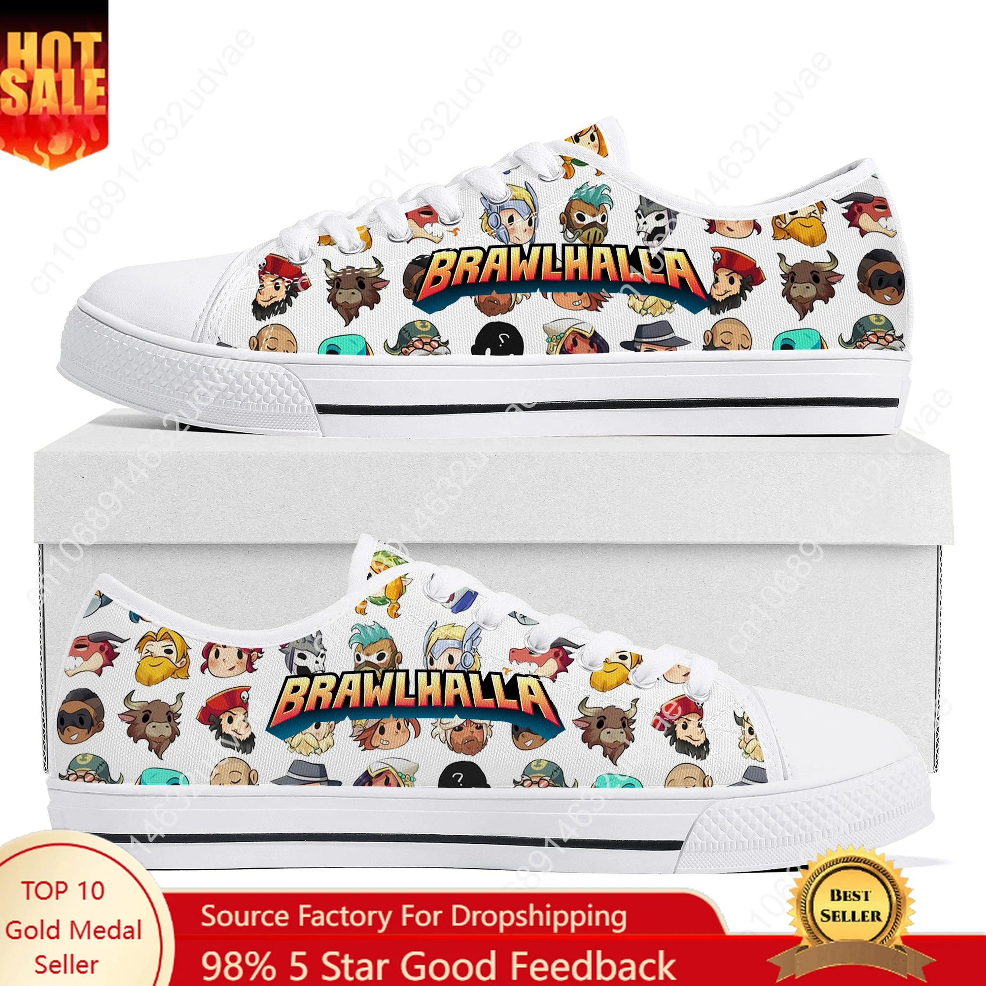 

Brawlhalla Sneakers Low Top Shoes Men Women Teenager Canvas High Quality Sneaker Casual Custom Made Shoes Customize Shoe White