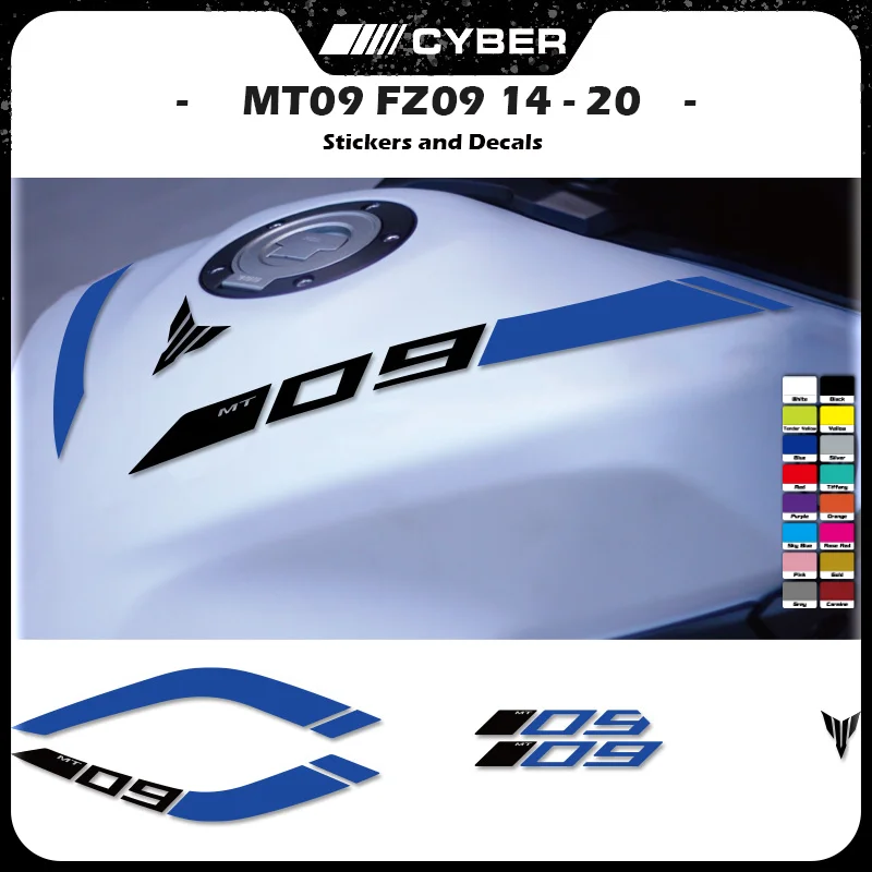 

MT-09 MT09 FZ-09 FZ09 Motorcycle Fuel Tank Decals For YAMAHA 2014-2020 – Stylish Reflective Stickers