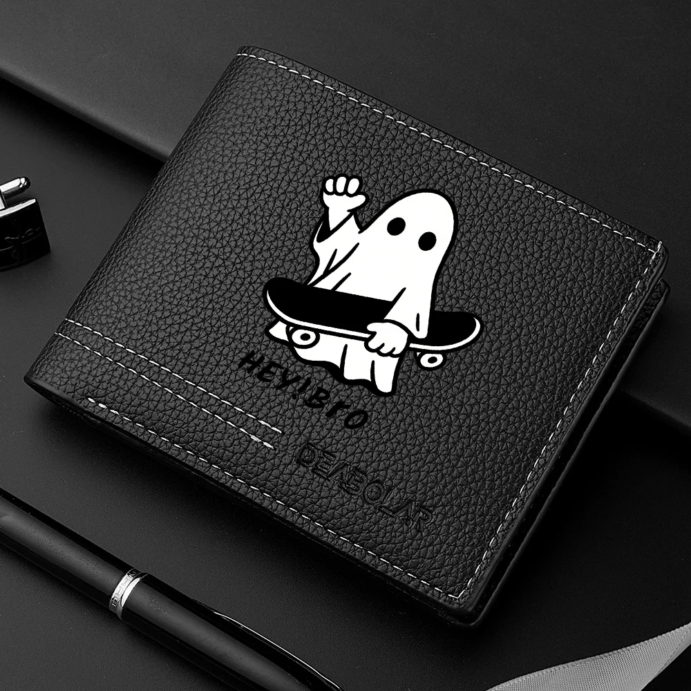 1Pc Men's Ghost Skateboard Print Credit Card Wallet - Multifunctional Large Capacity Coin Purse - Convenient for Carrying Id Cards, Driver's Licenses, Credit Cards, Suitable for Daily Use and as a Gift