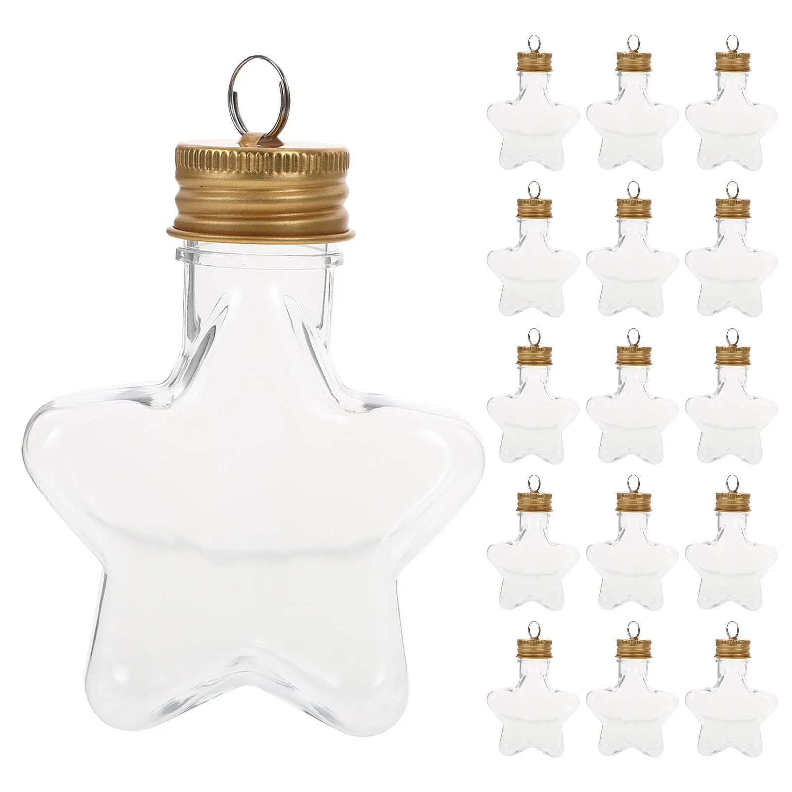

16Pcs 50ml Star Shaped Ornament Bottles Candy Jars Refillable Christmas Tree Decor Holiday Party Supplies Festive Touch
