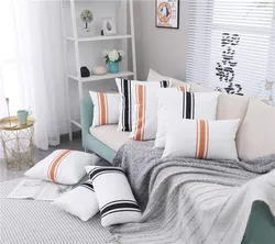 Striped Waterproof Throw Pillow Case 30x50cm 45x45cm Outdoor Garden Chair Cushion Cover Home Decoration