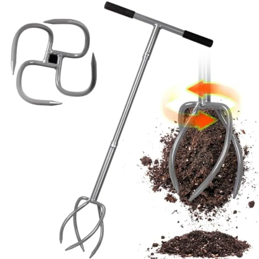 

Upgrade Twist Tiller Manual Hand Tiller Garden Claw Cultivator with a Removable Big Claw, Garden Claw Tool Long Handle Steel Ti