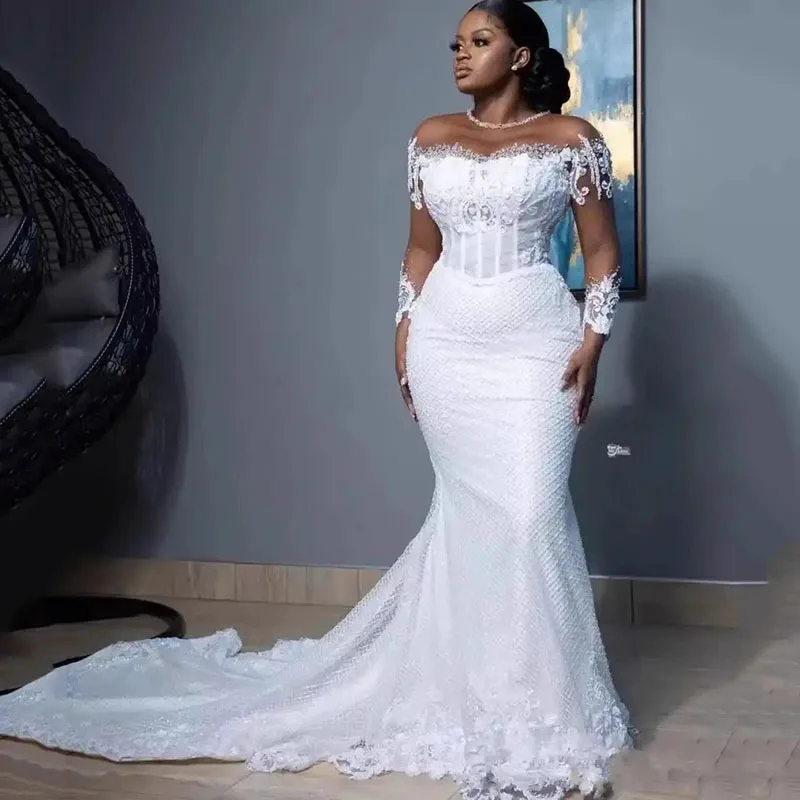 New temperament white trailing wedding dress 2024 waist fishtail one-shoulder wedding dress going out party welcome dress spring